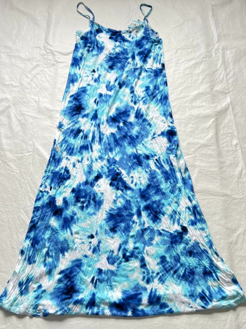 Marks & Spencer maxi dress size 8 beach swim cover blue tie dye sleeveless long